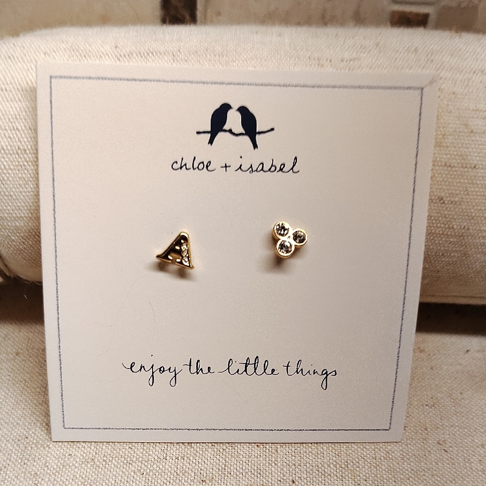 4/$50 Chloe + Isabel Gold Initial and Trio Earrings